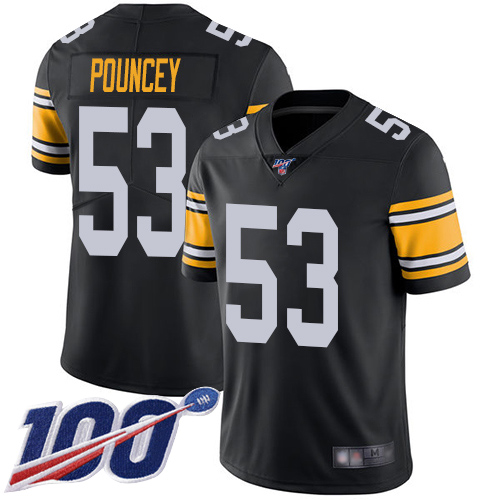 Men Pittsburgh Steelers Football #53 Limited Black Maurkice Pouncey Alternate 100th Season Vapor Untouchable Nike NFL Jersey